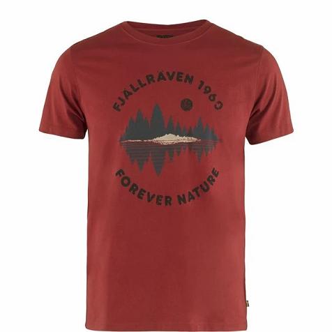 Fjallraven Udsalg T-Shirt Herre Forest Mirror Rød BADK72659